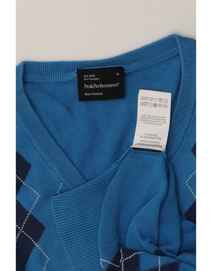 Peak Performance Muški džemper s V-izrezom Srednje plavi Argyle/Diamond