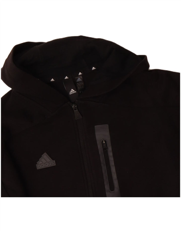 ADIDAS muški pulover s kapuljačom na patentni zatvarač, mali, crni