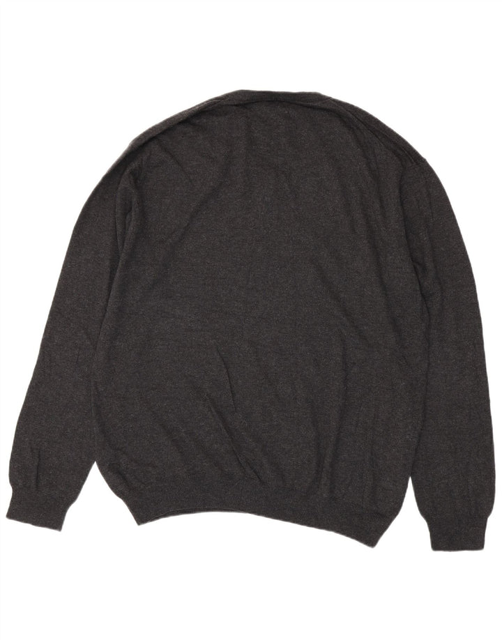 Gant muški džemper s V-izrezom 2XL sivi pamuk