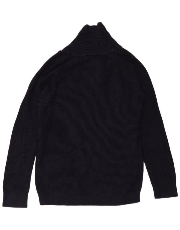 ZARA muški džemper sa šal izrezom srednje tamnoplavi pamuk