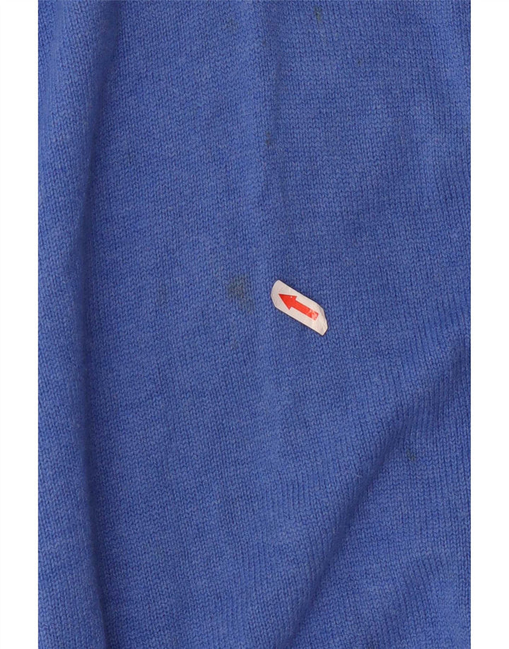 Srednje plavi vuneni muški džemper s izrezom i patentnim zatvaračem Fred Perry