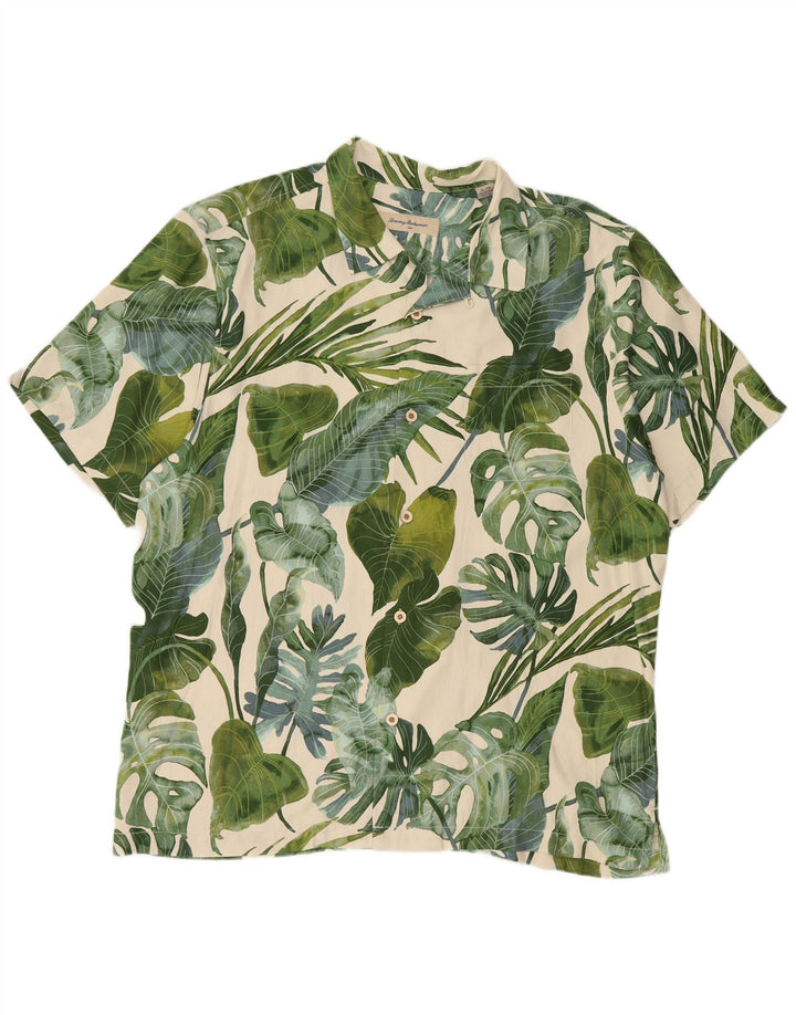 TOMMY BAHAMA Muška košulja kratkih rukava XL bež cvjetna svila