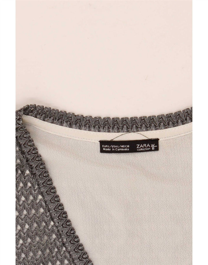 Zara ženska prozirna majica bez rukava UK 16 Large Gray Colourblock