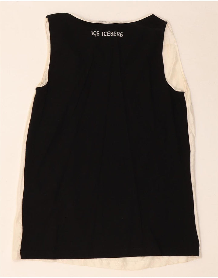 ICEBERG gornji dio ženske grafičke bluze UK 8 Small Off White Colourblock