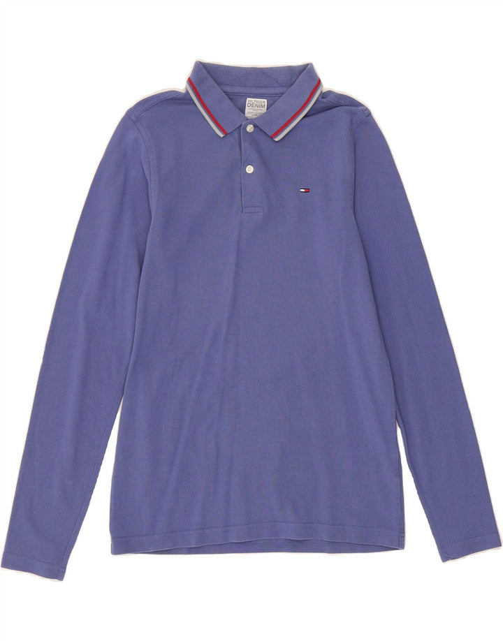 TOMMY HILFIGER Mens Long Sleeve Polo Shirt Medium Blue Vintage Tommy Hilfiger and Second-Hand Tommy Hilfiger from Messina Hembry 
