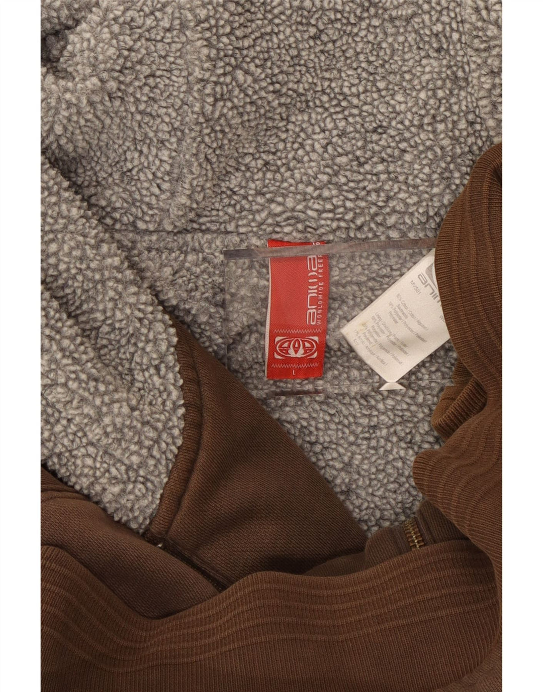 Veliki smeđi pamuk pulover s kapuljačom s patentnim zatvaračem ANIMAL