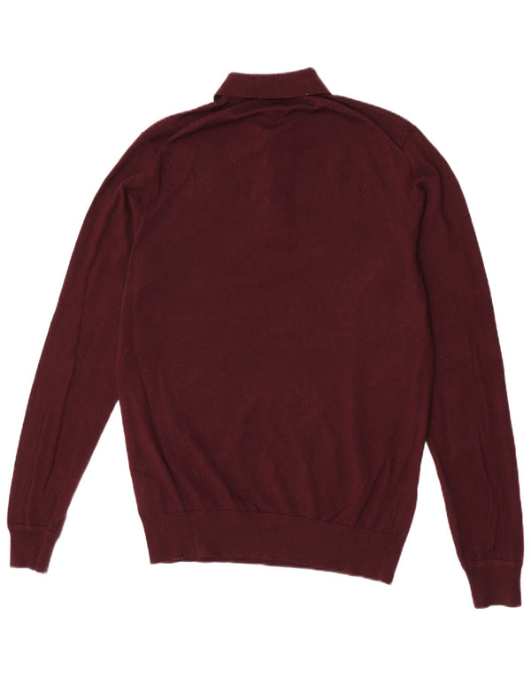 Marks & Spencer muški džemper s polo ovratnikom srednje veličine od merino vune bordo boje