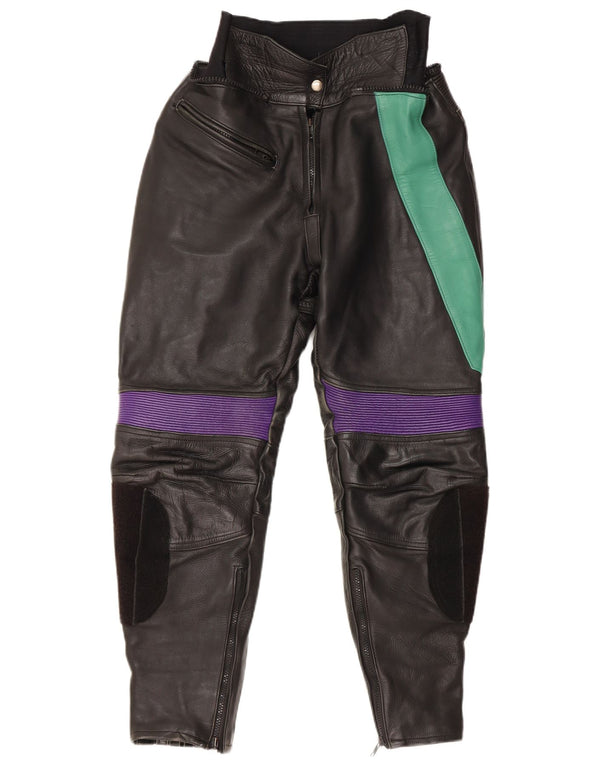 VINTAGE Ženske hlače EU 38 Srednje W28 L27 Crna koža bez boja