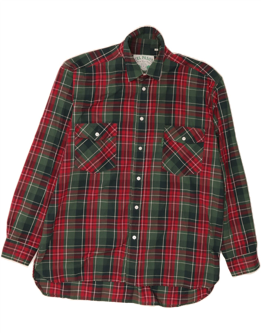 VINTAGE Mens Flannel Shirt Large Red Check Polyester Vintage Vintage and Second-Hand Vintage from Messina Hembry 