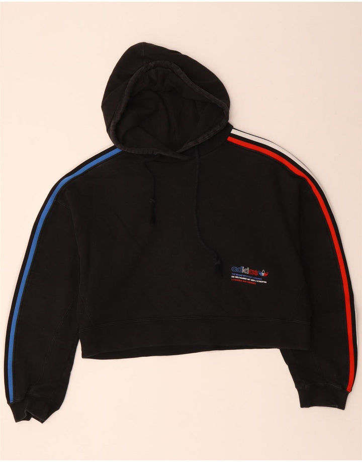 ADIDAS ženska prekomjerna kratko majica s kapuljačom UK 14 srednje crna