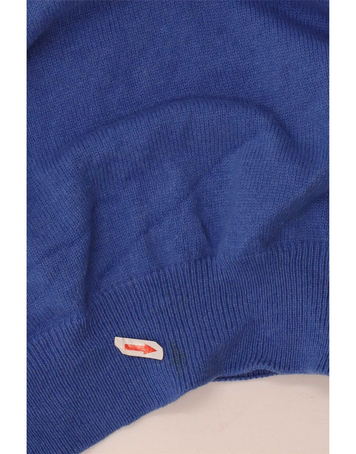 Srednje plavi vuneni muški džemper s izrezom i patentnim zatvaračem Fred Perry