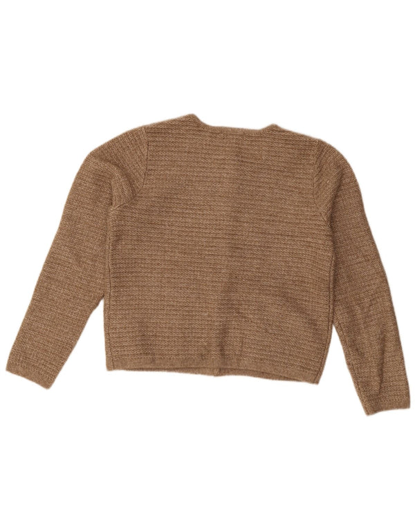 Marks & Spencer ženski kratki kardigan pulover UK 14 srednje smeđi poliester