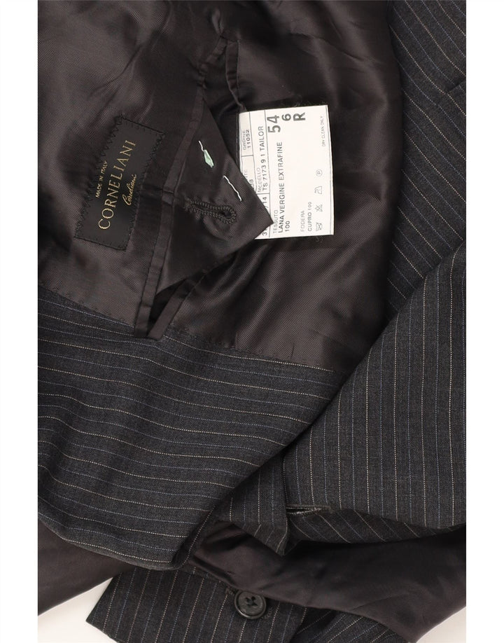Corneliani muška jakna sa 3 gumba IT 54 2XL siva djevičanska vuna na pruge