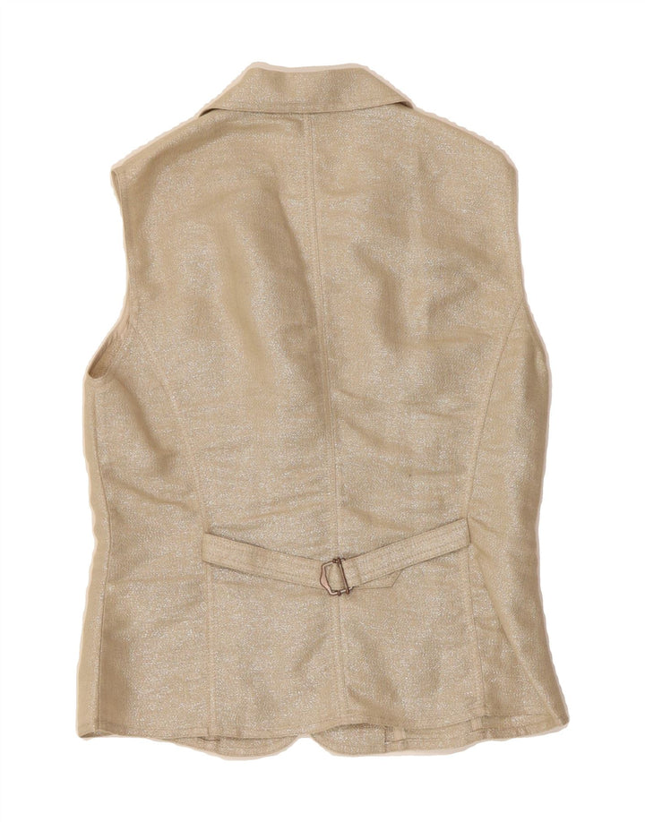 MOSAIC Womens Waistcoat EU 38 Medium Beige Linen Vintage Mosaic and Second-Hand Mosaic from Messina Hembry 