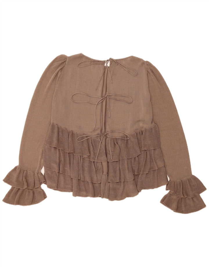 Zara ženska prevelika bluza dugih rukava UK 10 Small Brown Colourblock