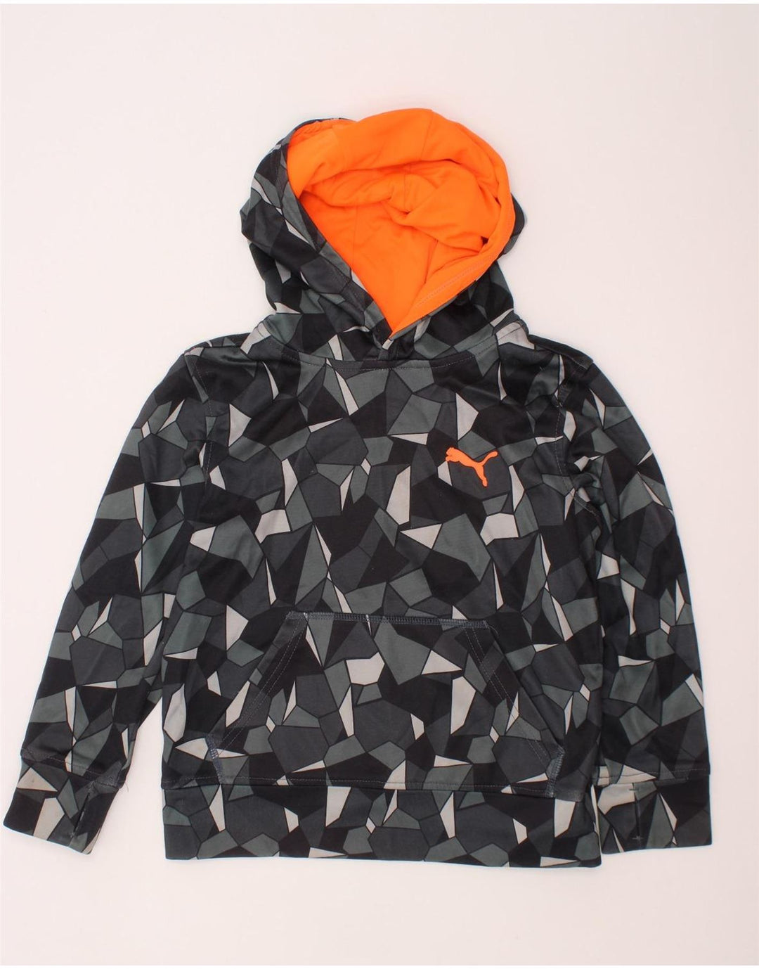 PUMA majica s kapuljačom za dječake 7-8 godina, mali sivi geometrijski poliester