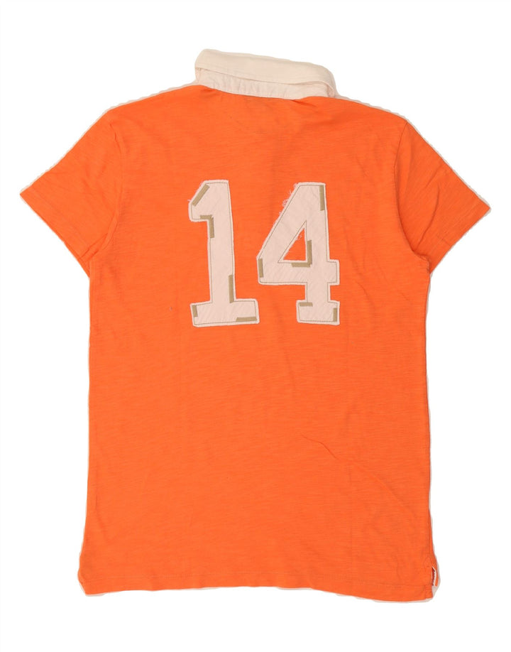 BENETTON Mens Graphic Polo Shirt Small Orange Colourblock Vintage Benetton and Second-Hand Benetton from Messina Hembry 
