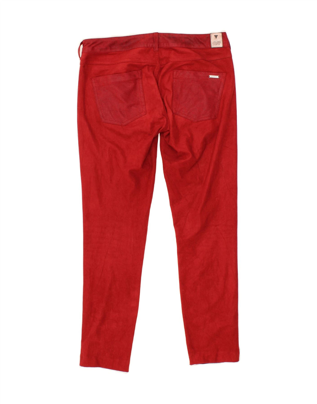 GUESS Womens Slim Casual Trousers W28 L26 Red Polyester Vintage Guess and Second-Hand Guess from Messina Hembry 