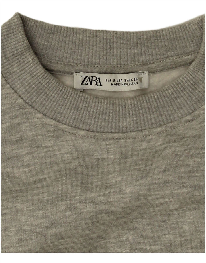 Zara ženski kratki džemper prekomjerne majice UK 10 Small Grey Flected