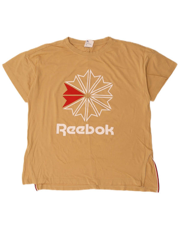 Reebok Ženska grafička majica kratkih rukava UK 20/22 XL Bež pamuk