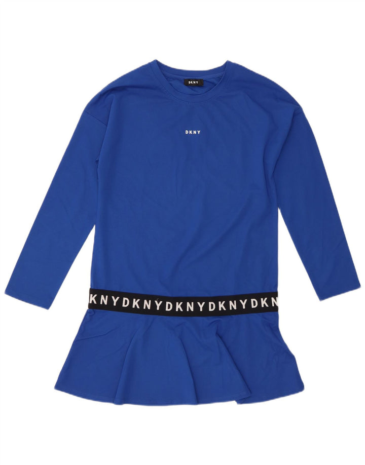 Dkny Ženska grafička majica tunike dugih rukava UK 14 Srednje plava viskoza