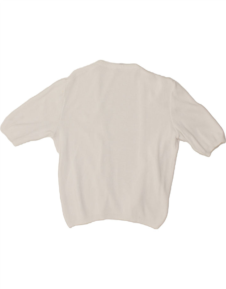 JAEGER Womens Short Sleeve Cardigan Sweater EU 36 Small White Vintage Jaeger and Second-Hand Jaeger from Messina Hembry 