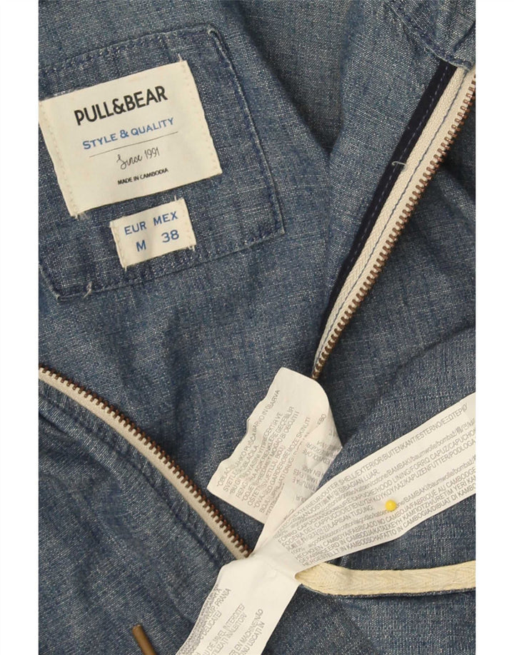 Pull & Bear muška bomber jakna s kapuljačom UK 38 srednje plavi pamuk