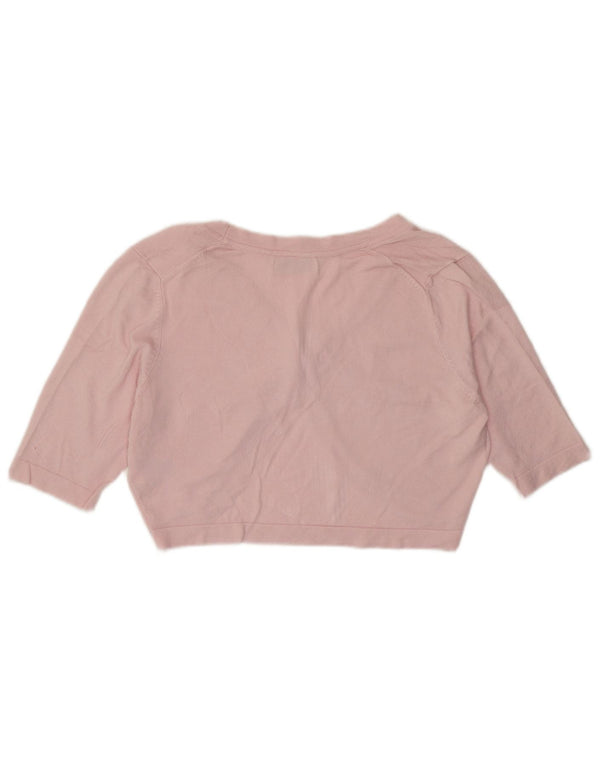 Marks & Spencer ženski kratki kardigan džemper kratkih rukava UK 14 srednje ružičasta