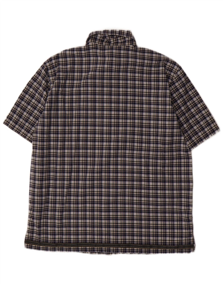 BENETTON majica kratkih rukava za dječake 11-12 godina XL tamnoplava karirana pamuk