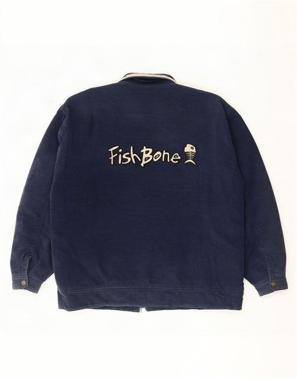 Fishbone muška grafička jakna od samta UK 42 XL tamnoplavi pamuk u blokovima boja