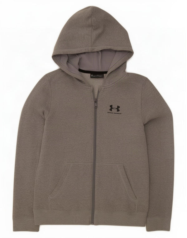 Under Armour pulover s kapuljačom na patentni zatvarač 13-14 godina XL sivi pamuk