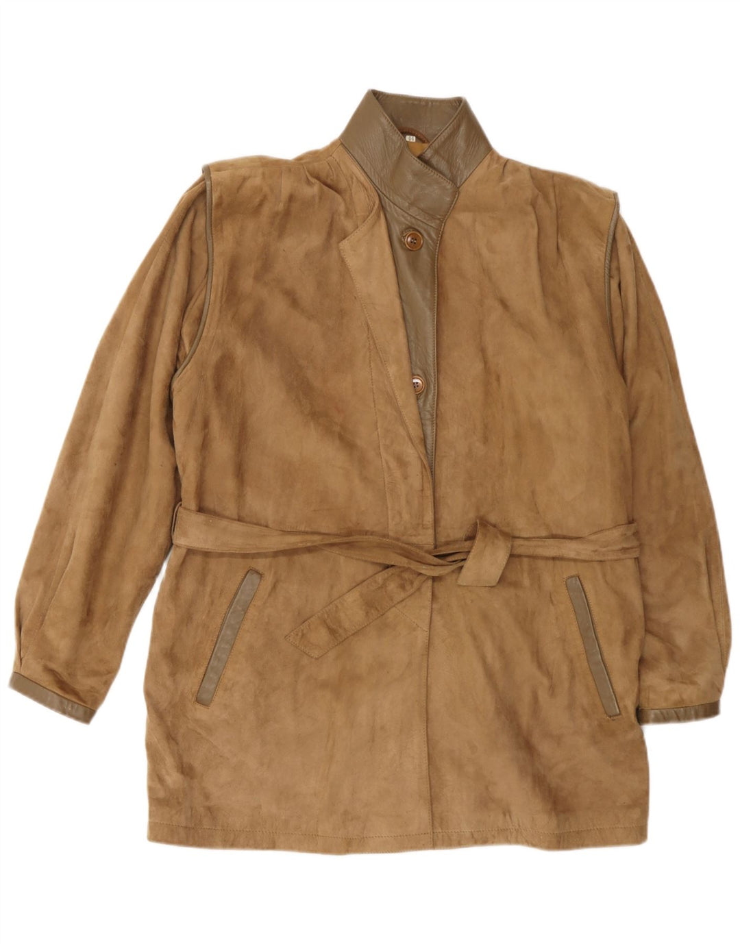 Vintage ženska prevelika jakna od brušene kože IT 44 srednje smeđe kože