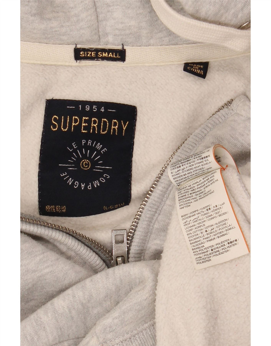 SUPERDRY muška majica s kapuljačom s patentnim zatvaračem, mali sivi flekasti pamuk