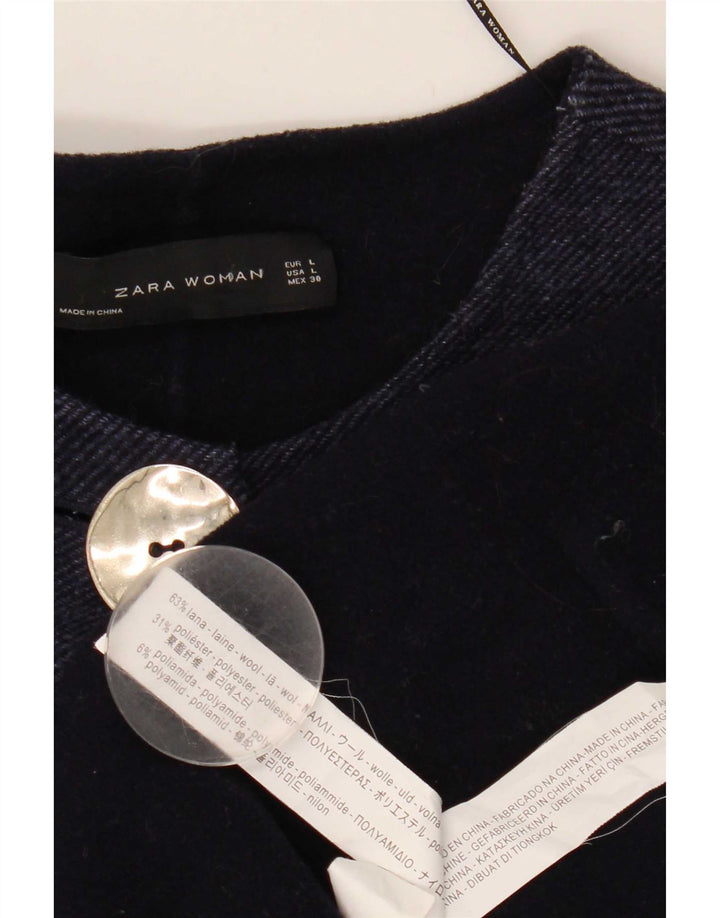 Veliki kaput Zara 3/4 rukava UK 16 Large tamnoplava vuna