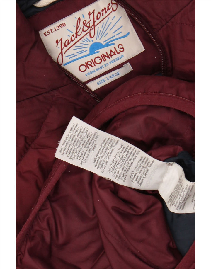 JACK & JONES Muška podstavljena jakna s kapuljačom UK 40 Large Burgundy Poliester