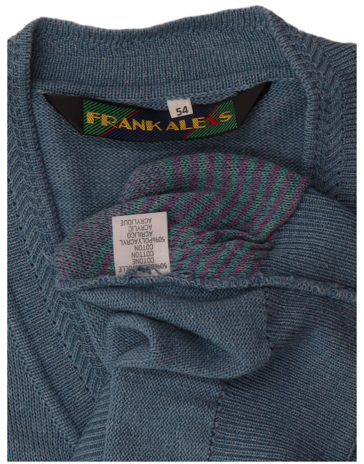 FRANK ALEXS Muški pulover s V-izrezom IT 54 XL plavi geometrijski pamuk