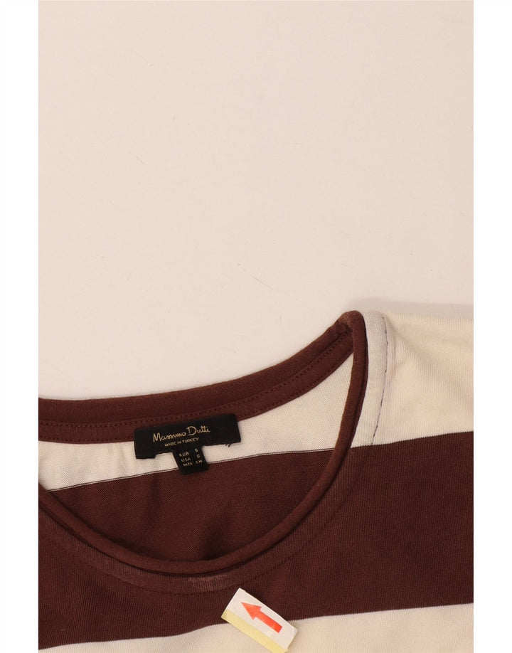 Massimo Dutti muška majica dugih rukava, mali pamuk na smeđe pruge