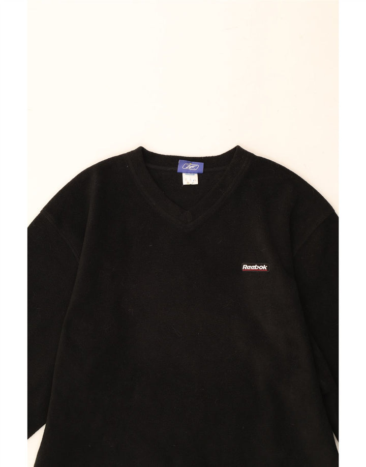 REEBOK Mens Fleece Jumper Medium Black Polyester Vintage Reebok and Second-Hand Reebok from Messina Hembry 