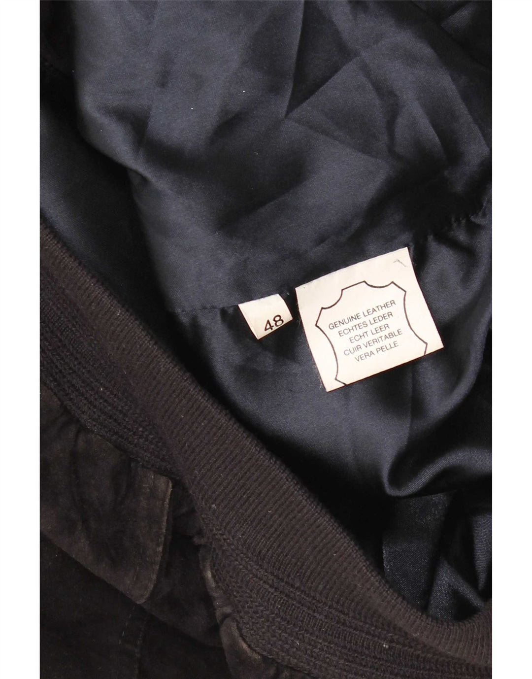 Vintage muška bomber jakna od brušene kože IT 48 srednje crne kože
