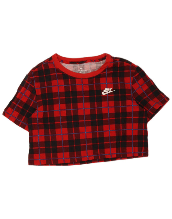 Nike ženska majica kratkih rukava UK 6 XS crveni karirani pamuk