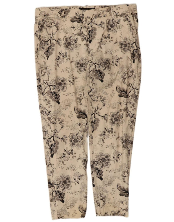 Zara ženske uske chino hlače EU 44 XL W34 L27 prljavo bijele cvjetne