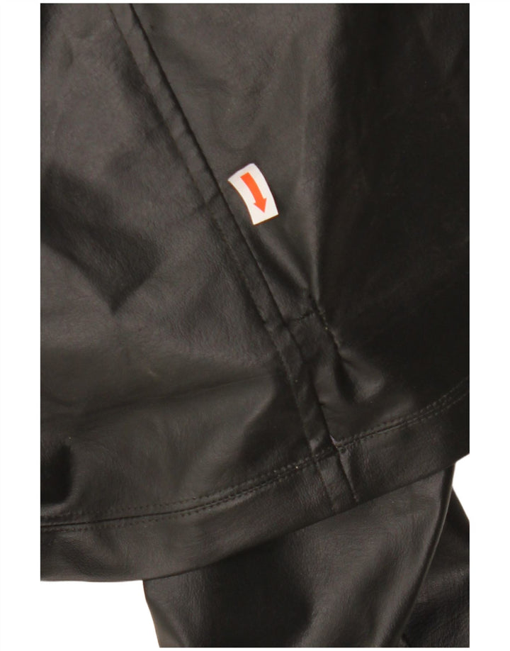 VINTAGE ženski kožni kaput UK 12 srednje crne boje