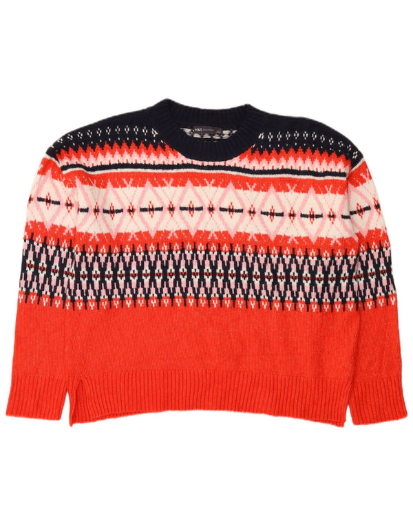 Marks & Spencer ženski džemper s okruglim izrezom UK 16 Large Red Fair Isle