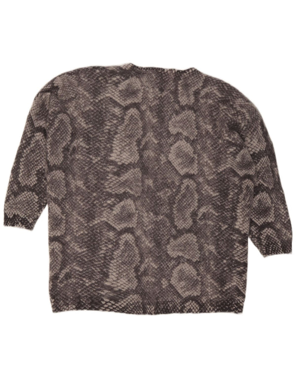 Marks & Spencer ženski džemper s V-izrezom UK 22 2XL sivi životinjski print