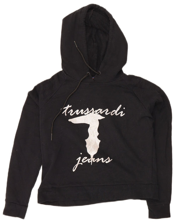 Trussardi Jeans ženska majica s kapuljačom s kapuljačom prekomjerne veličine UK 6 XS crna