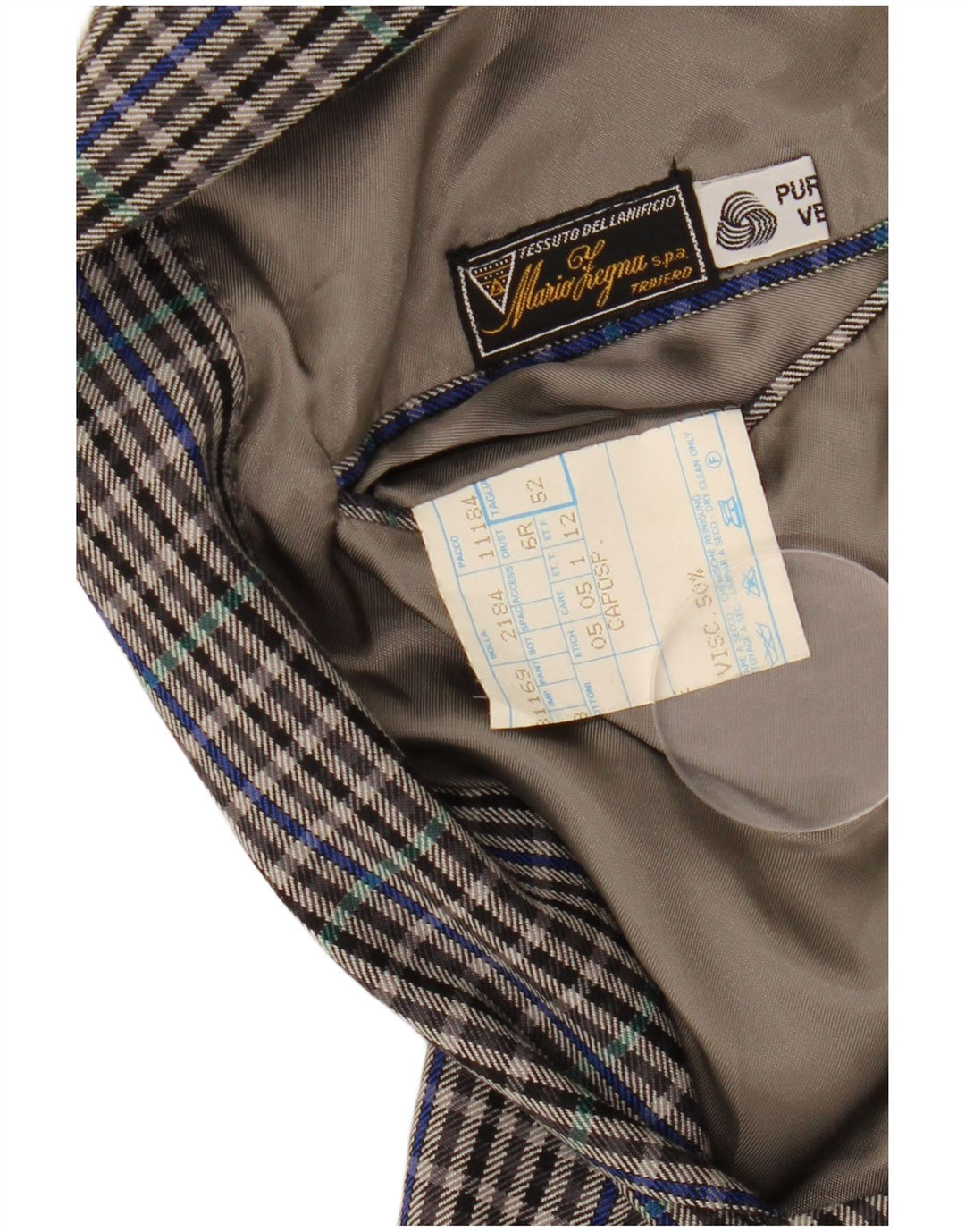 MARIO ZEGNA Muška jakna s 2 gumba IT 52 XL siva karirana vuna