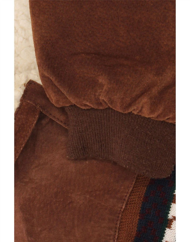 Vintage muška Sherpa široka jakna UK 44 2XL smeđa geometrijska koža