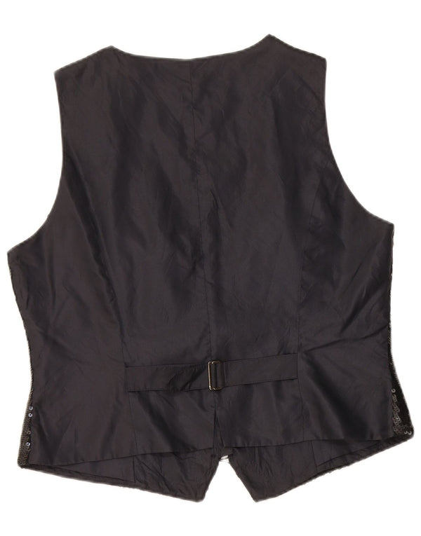 Vintage ženski prsluk sa šljokicama UK 12 srednje crne boje