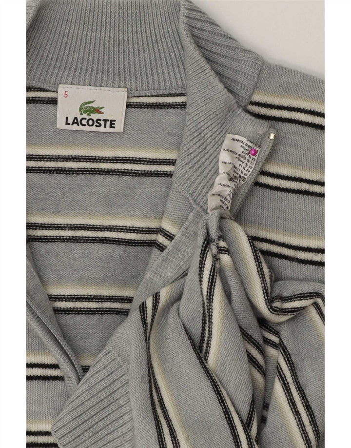 Lacoste muški džemper s izrezom i velikim vunenim plavim prugama, veličina 5