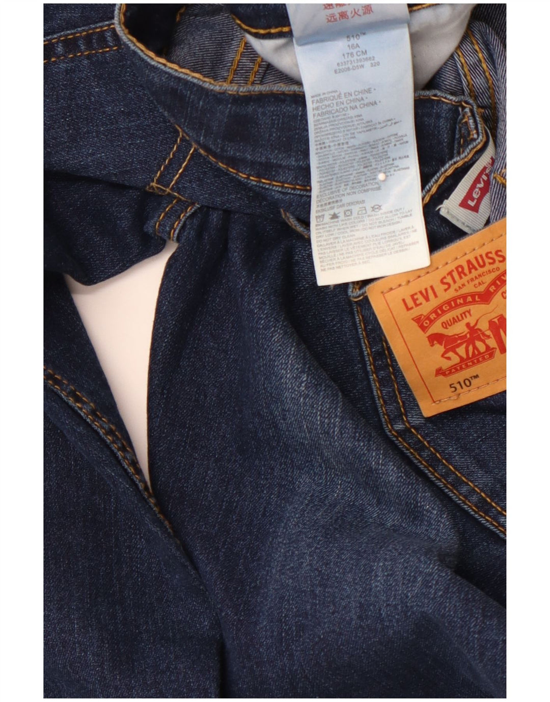 LEVI'S Boys 510 uske traperice 15-16 godina W28 L30 tamnoplavi pamuk